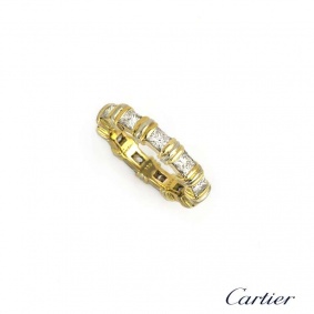 Cartier 18k Yellow Gold Princess Cut Eternity Ring Size 52